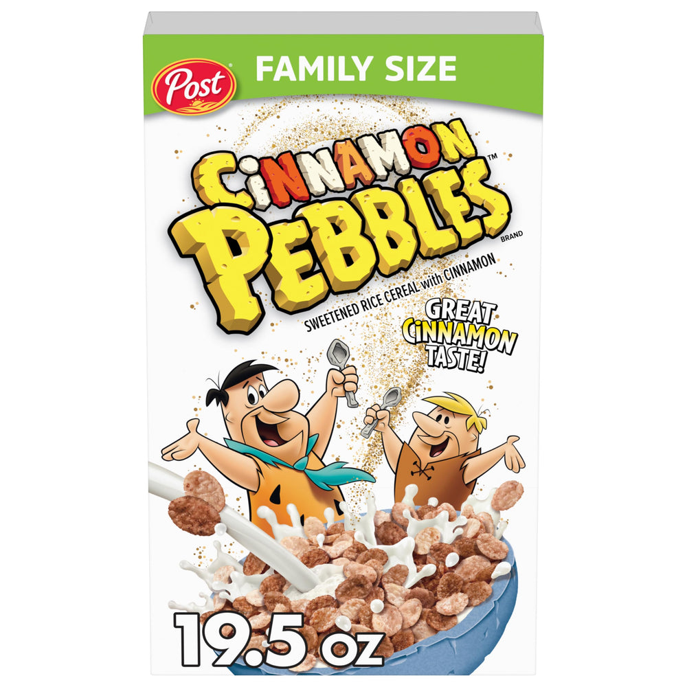 Pebbles Cinnamon in a bowl for a kid-friendly breakfast.