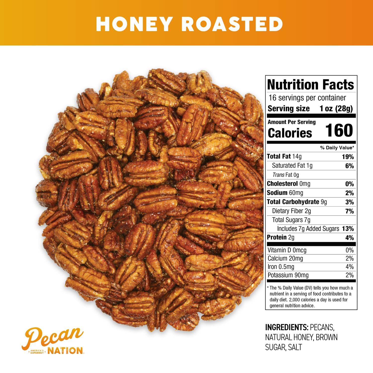 Pecan Nation Honey Roasted Pecans pour honey: drizzle-ready texture for topping bowls or yogurt