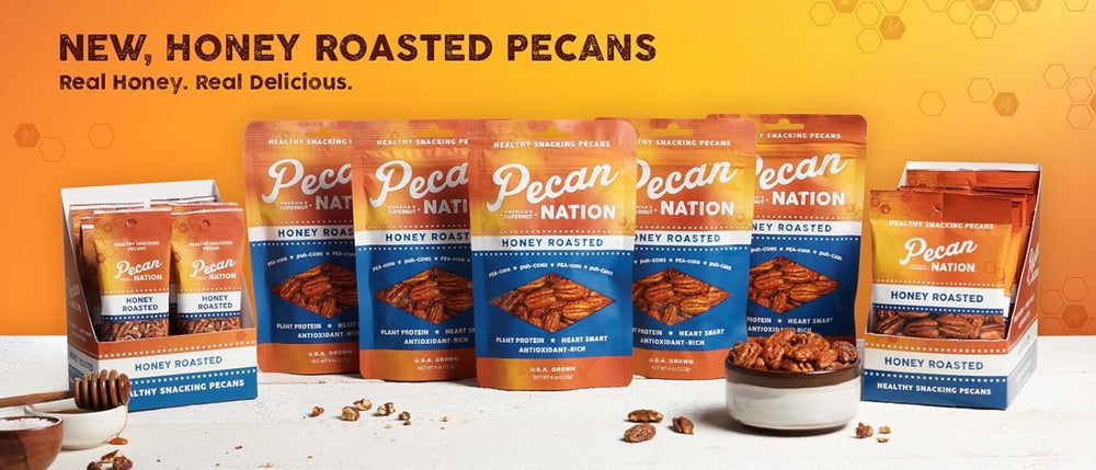 Pecan Nation Honey Roasted Pecans snack board: ideal centerpiece snack with rich crunch and flavor