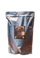 Pecan Shop crystal sea salt on pecans, ideal for toppings and snacks.