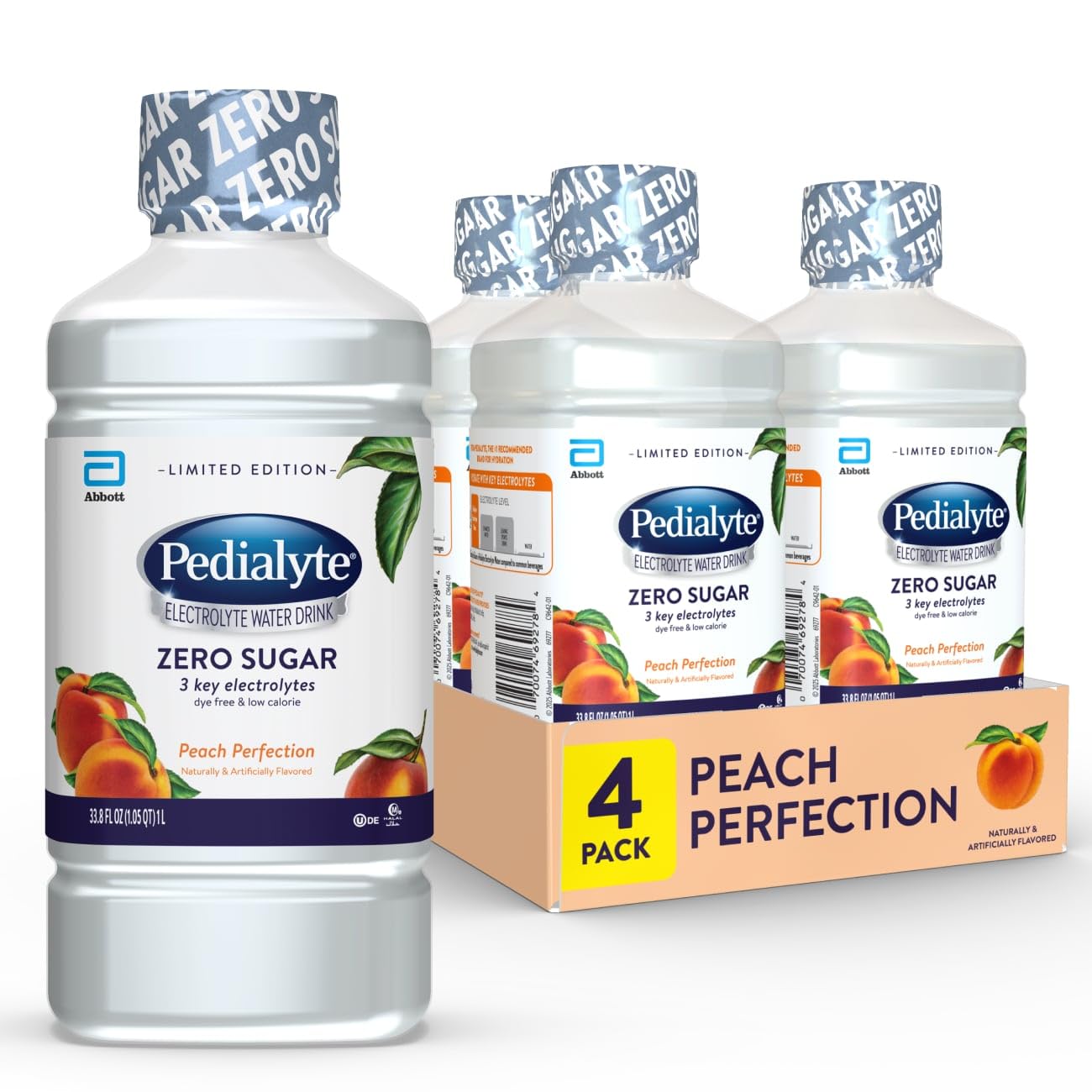 Pedialyte Electrolyte Water Zero Sugar bottle for clean hydration with electrolytes.