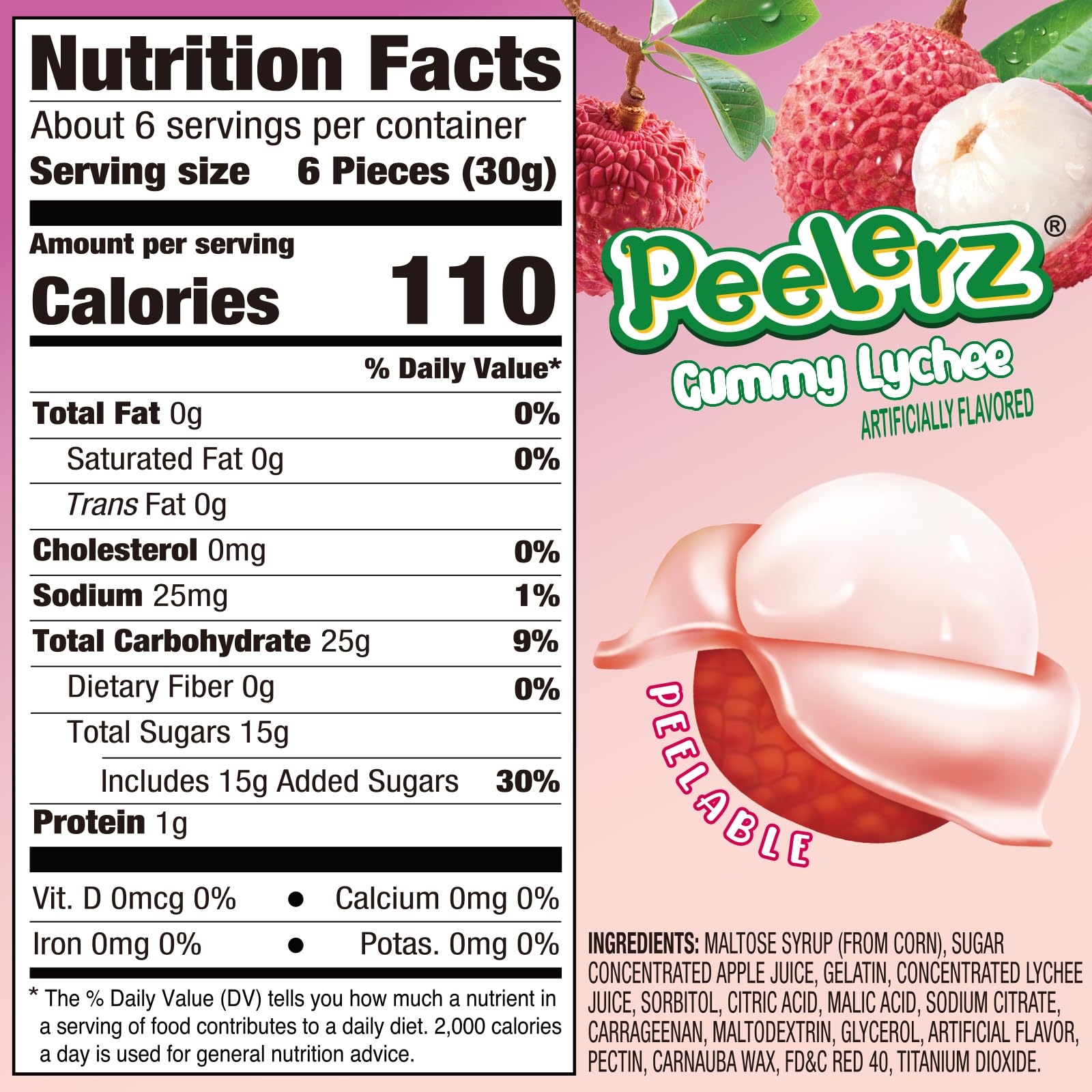 Peelerz AMOS Lychee gummies in resealable pouch for on-the-go snacking.
