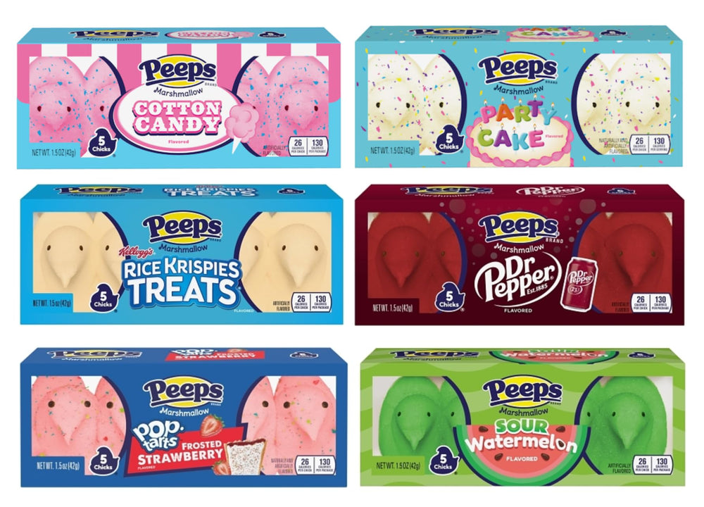 Peeps Chicks Dr Pepper flavor bite showing bold, fizzy notes ideal for snacking and parties.