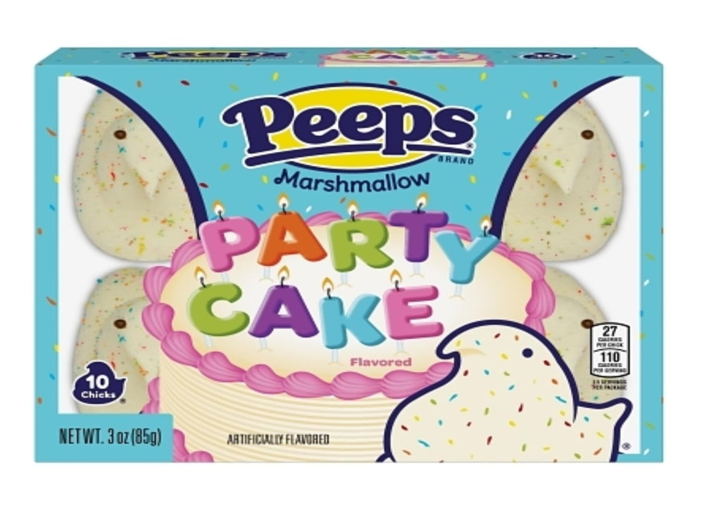 Peeps Chicks Rice Krispy flavor, marshmallow with crispy rice crunch.