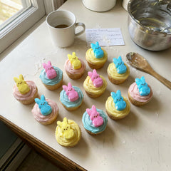 Close-up of soft, fluffy PEEPS bunnies with classic marshmallow texture.