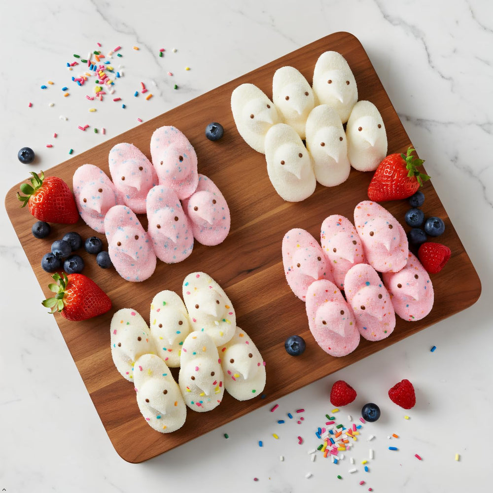 PEEPS Rice Krispies Treats marshmallow chicks add playful crunch to desserts.