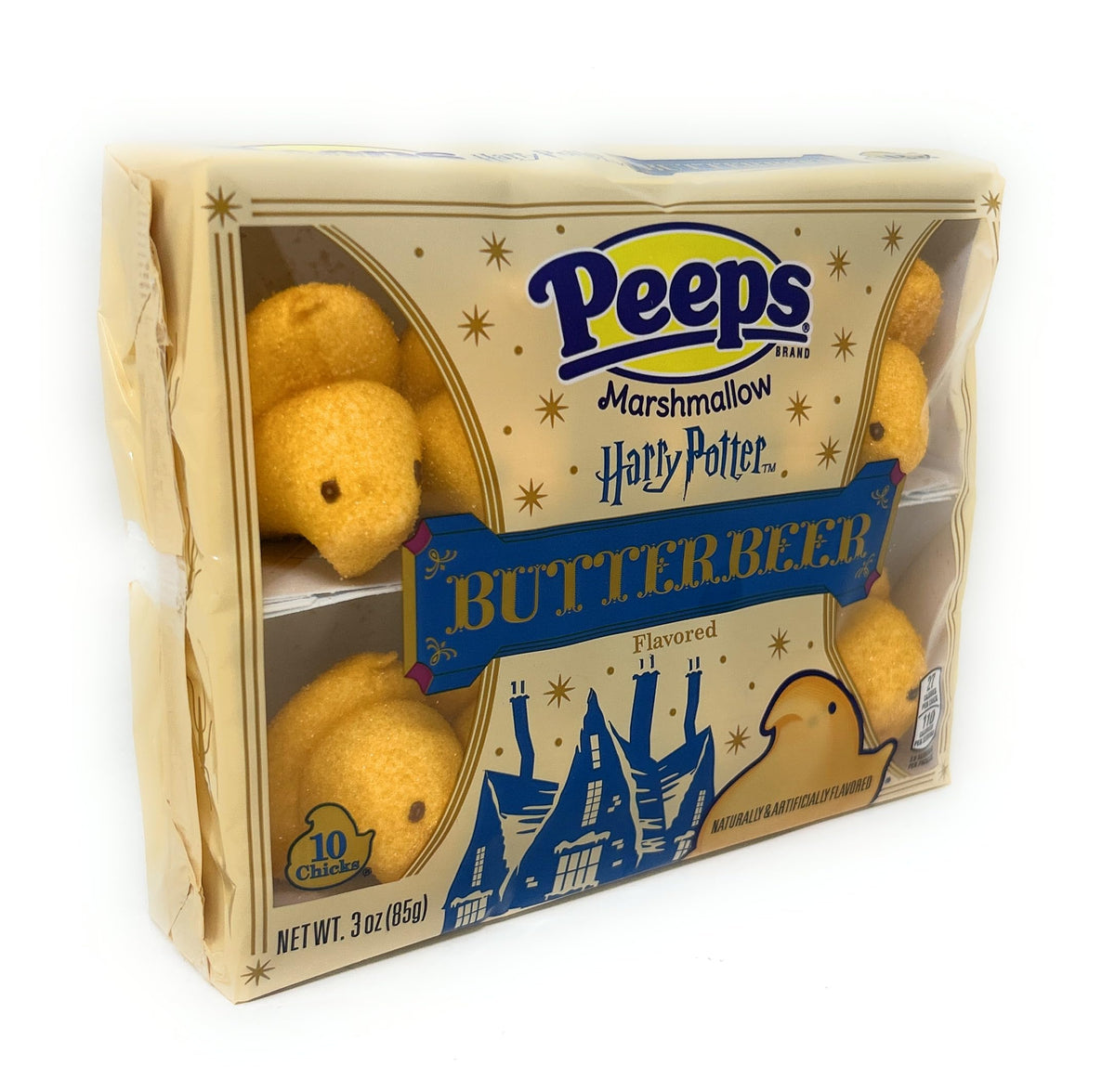 Peeps Harry Potter Butterbeer marshmallow chicks in package for festive fandom snacking