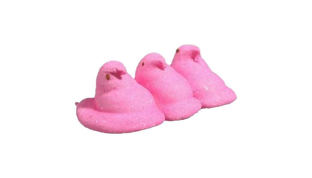 Peeps Pink Marshmallow Chicks serving ideas for desserts and candy bowls.