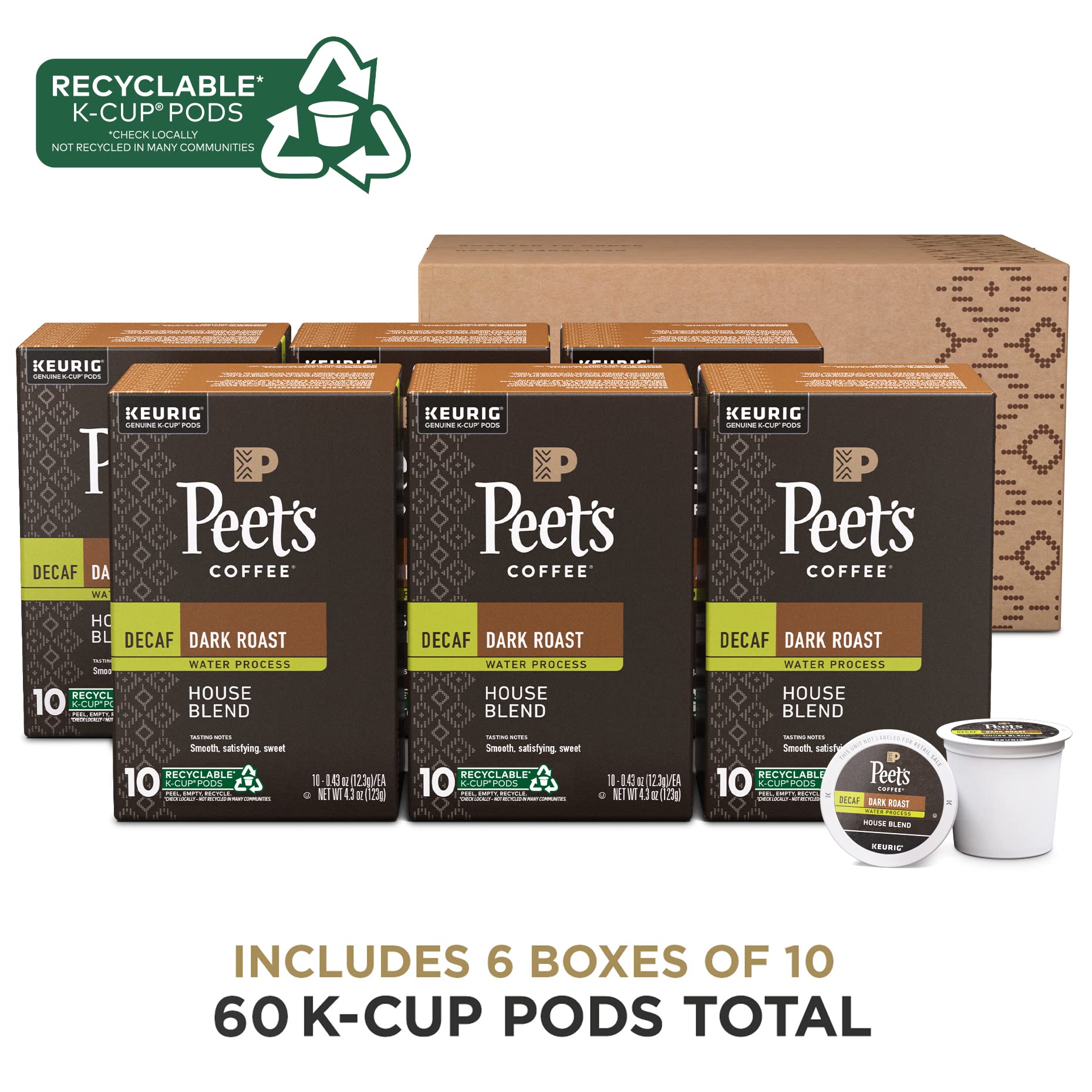 Peet's Arabica K-Cup coffee pods brew a rich, inviting cup.