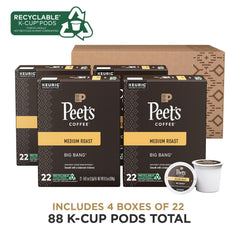 Peet's Big Bang K-Cups close-up highlighting 100% Arabica beans.
