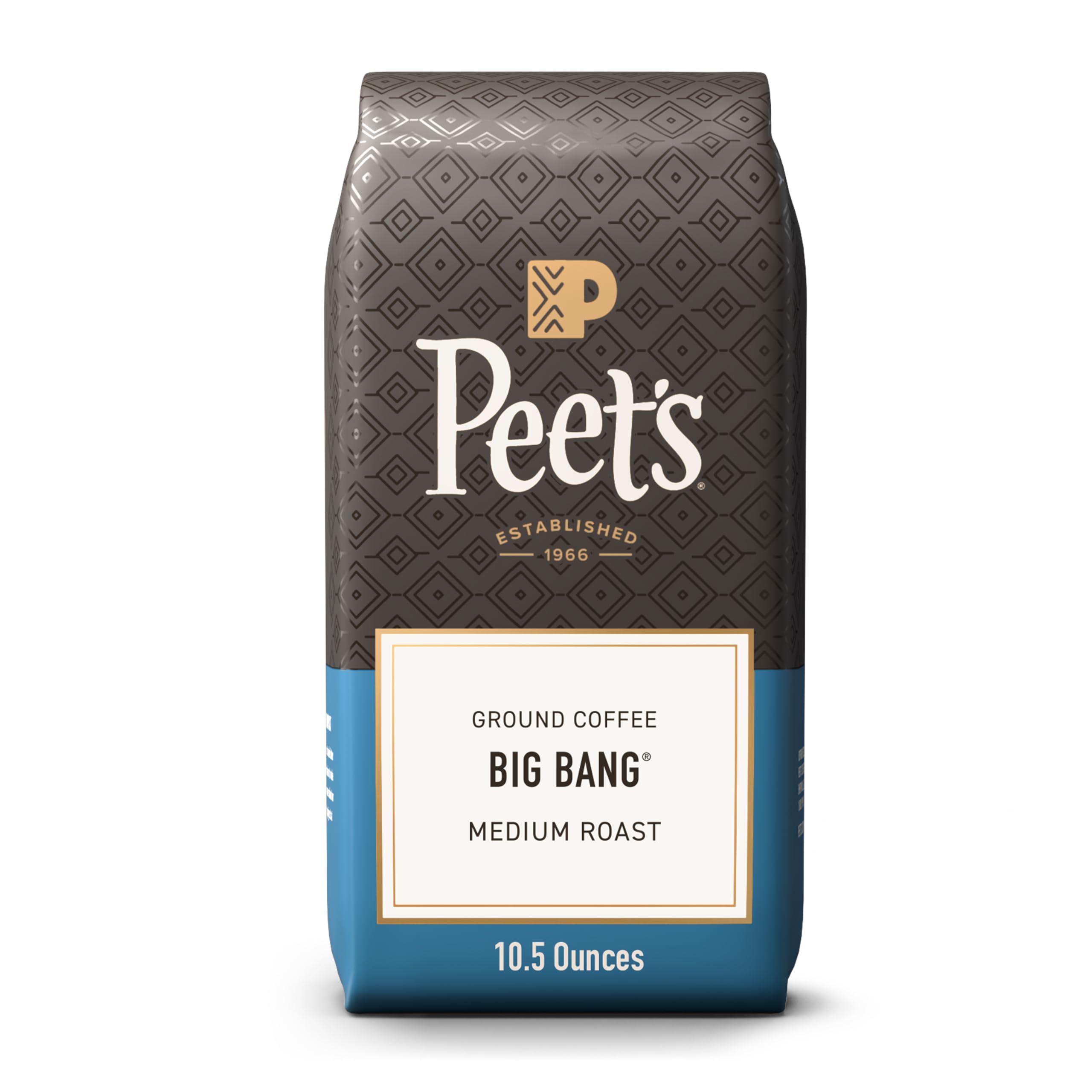 Peet's Big Bang ground coffee bag front view, ideal for daily brewing.