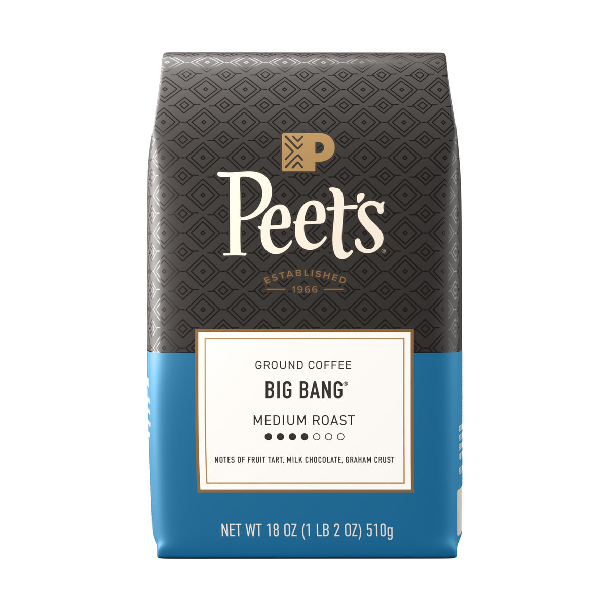 Peet's Big Bang ground coffee bag—18 oz, ideal for daily drip.