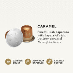 Peet's Caramel Espresso Capsules on counter showing convenient 10-count packaging.