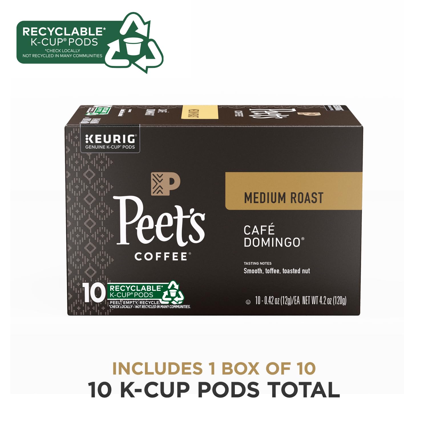 Peet's Coffee 100-percent-arabica-beans close-up showcases premium bean quality.