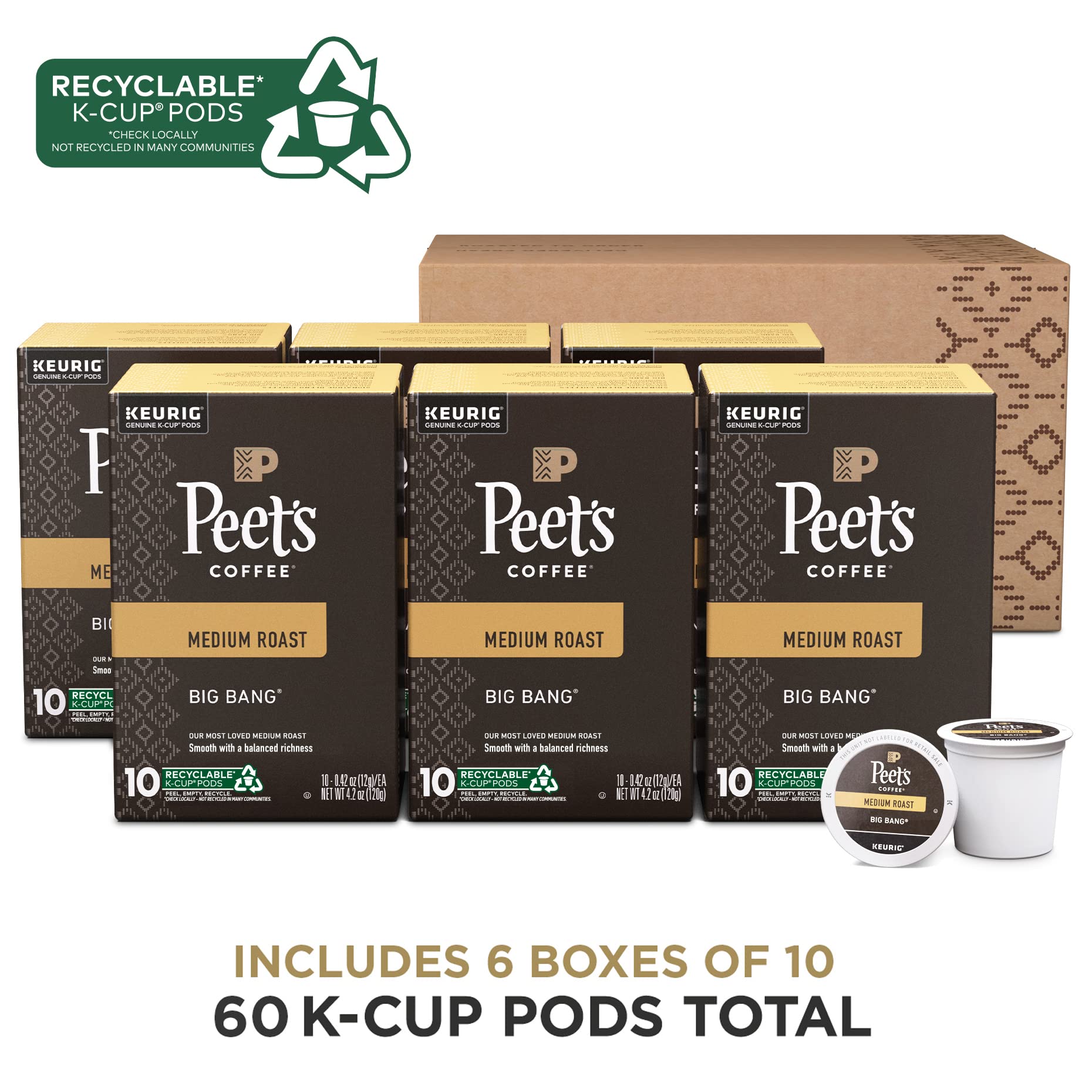 Peet's Big Bang K-Cup pods 60-count ready for Keurig brewers