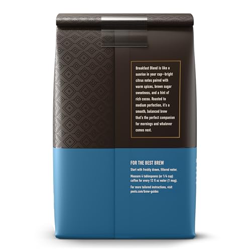 Peet's Breakfast Blend bag resting on kitchen counter for convenient daily use