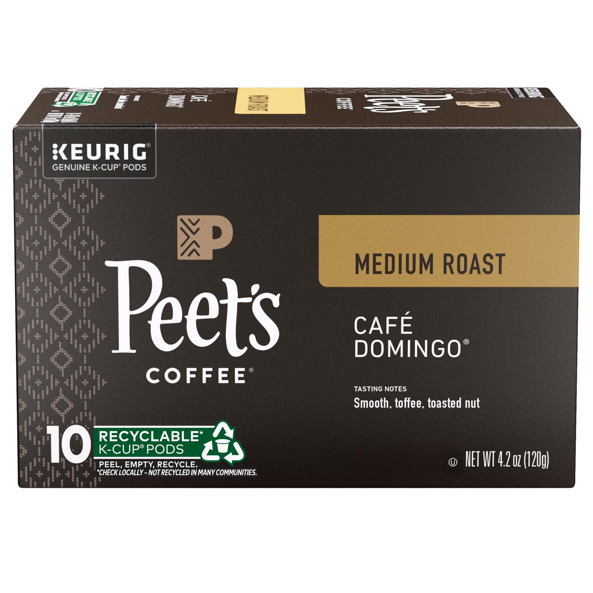 Peet's Coffee Cafe Domingo pods box 10 for quick single-serve mornings.
