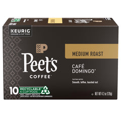 Peet's Coffee Cafe Domingo pods box 10 for quick single-serve mornings.