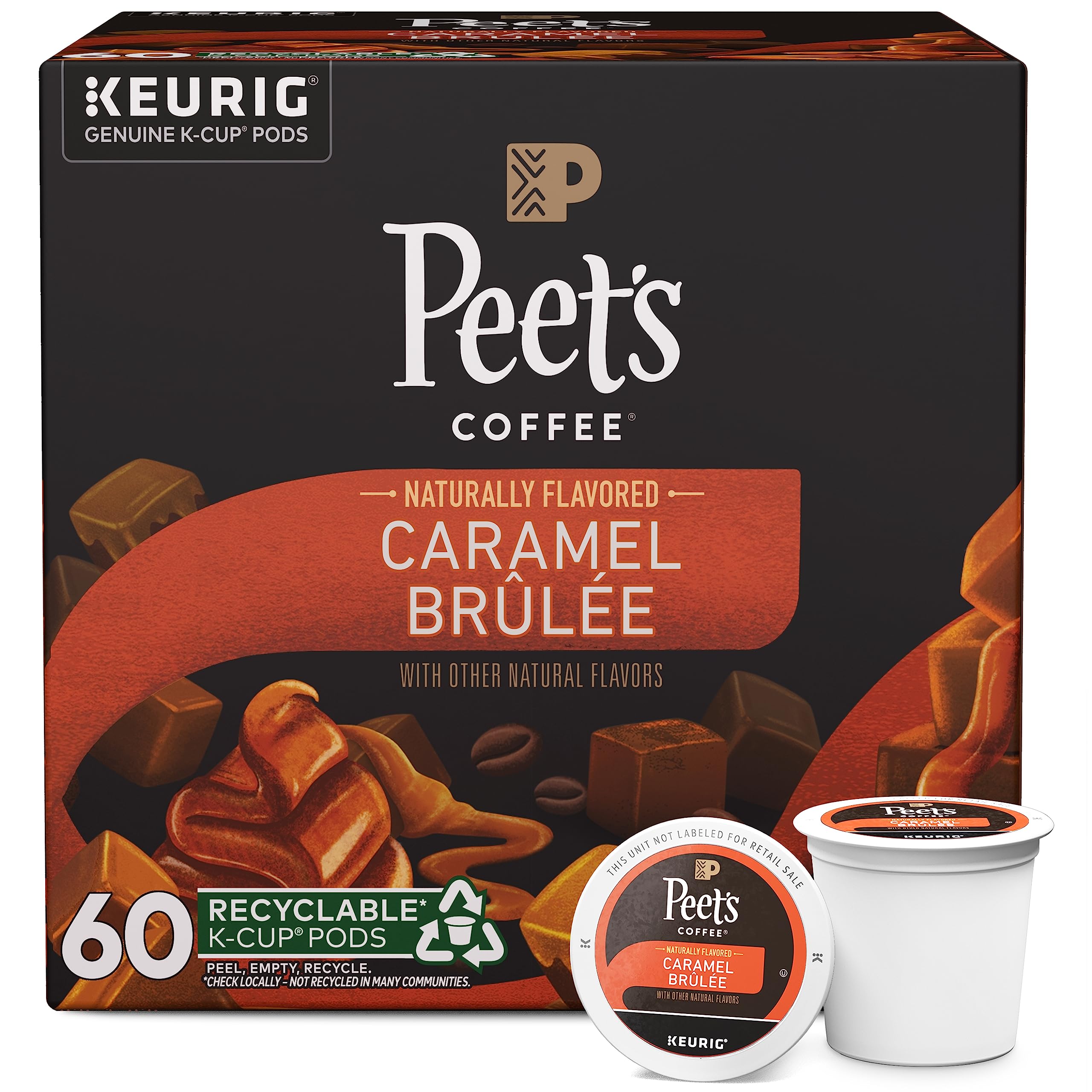 Peet's Caramel Brûlée K-Cups boxes show convenient multi-pack for daily rituals.