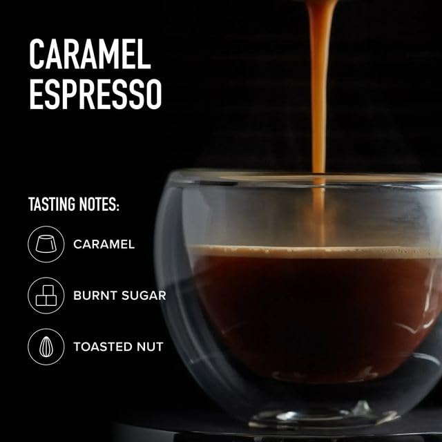 Peet's Coffee Caramel Espresso capsules box spine, branding and flavor.
