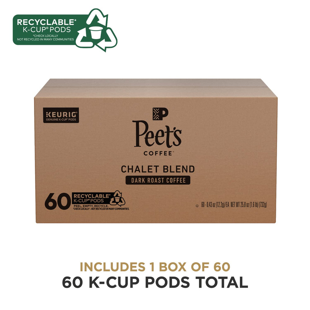 Peet's Chalet Blend K-Cup Pod steaming cup with rich aroma