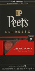 Espresso cup shows Peet's Crema Scura rich crema.