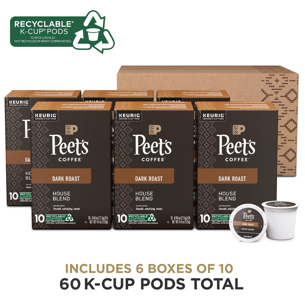 Peet's Coffee dark roast K-Cups brewing for a smooth cup