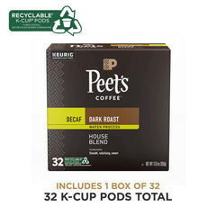 Brewed cup with Peet's Decaf House Blend, inviting aroma.