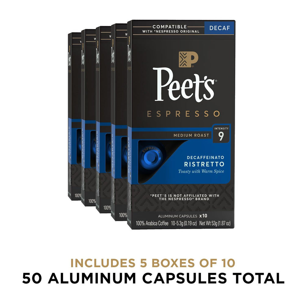 Aluminum Peet's capsules ready for recycling and aroma preservation