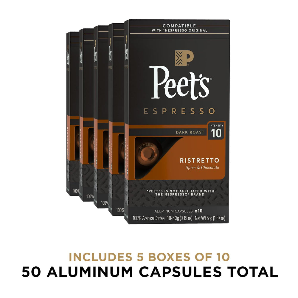 Peet's espresso capsules with Nespresso Original machine compatibility in view