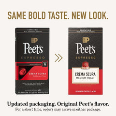 Peet's Ristretto box offers a dark roast with spice, chocolate, and a bold finish.
