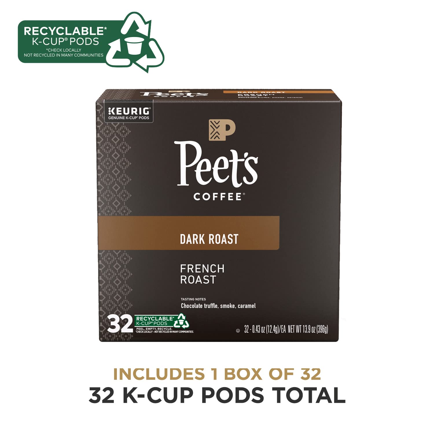 Peet's Coffee French Roast pod closeup for strong cup