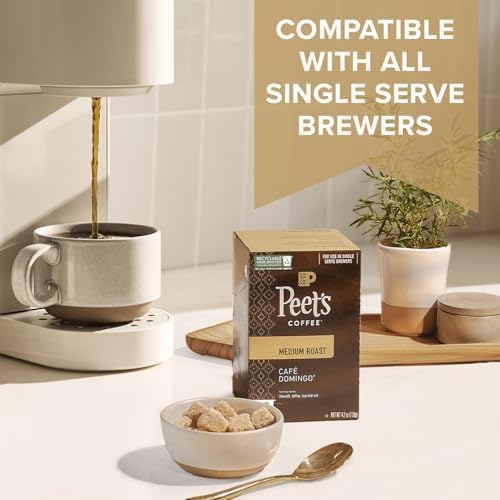 Peet's K-Cup pods recyclable packaging, supporting sustainable coffee enjoyment.