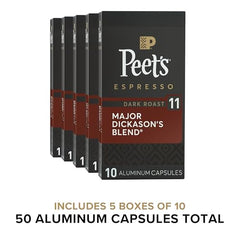 Peet's aluminum capsules sealed to preserve flavor and freshness for home brewing.