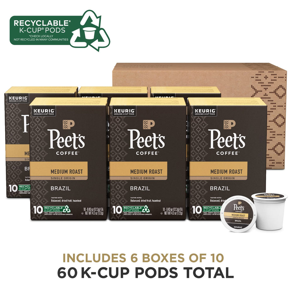 Close-up of Peet's Single Origin Brazil Arabica beans for rich flavor