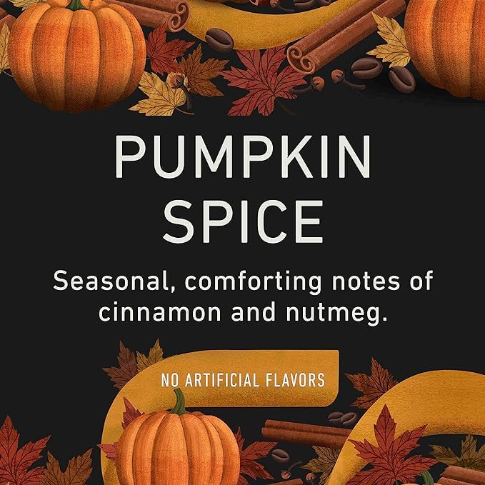 Peet's Pumpkin Spice K-Cup box with steam rising, inviting morning warmth.