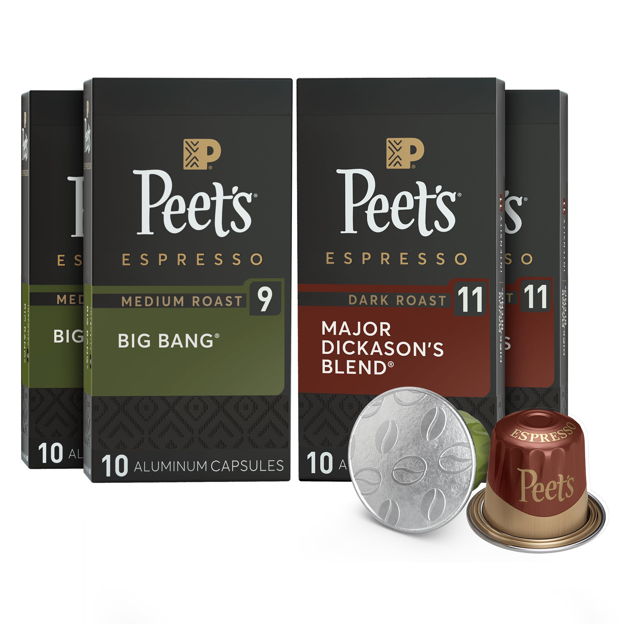 Peet's Coffee Major Dickason's espresso capsules boxed for rich home espresso