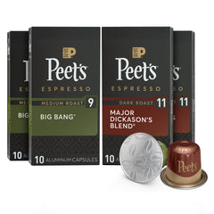 Peet's Coffee Major Dickason's espresso capsules boxed for rich home espresso