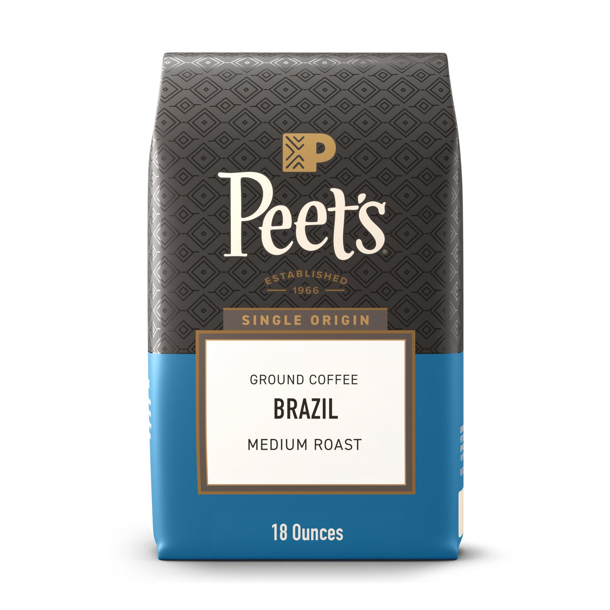 Peet's Single Origin Brazil bag—rich, smooth base for daily drip.