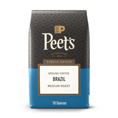 Peet's Single Origin Brazil bag—rich, smooth base for daily drip.