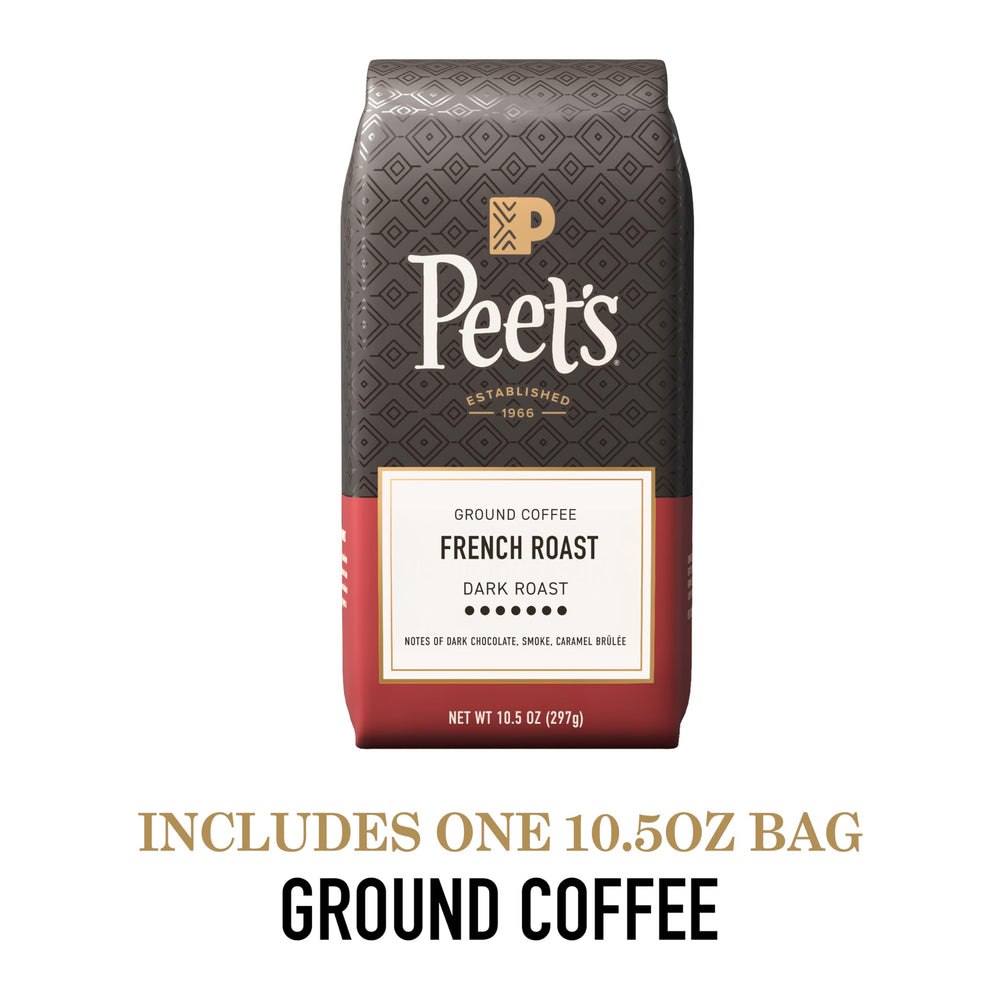 Peet's Coffee steaming cup illustrates bold aroma in morning ritual.