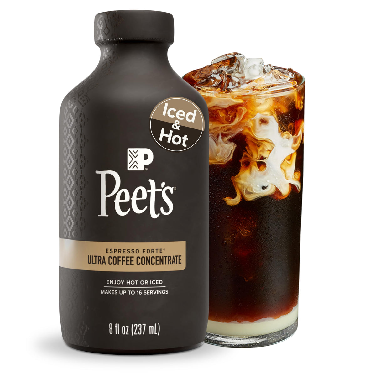 Peet's Ultra Coffee Concentrate bottle showing convenient 8 oz size for quick barista-style drinks