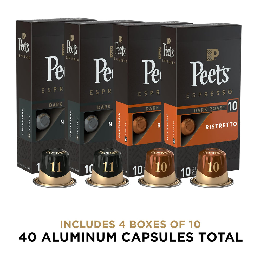 Variety-pack boxes from Peet's Coffee for home espresso sessions
