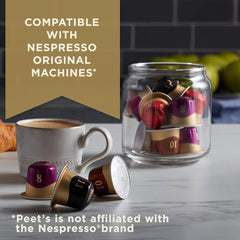 Aluminum Peet's Crema Scura capsules and recyclable packaging.