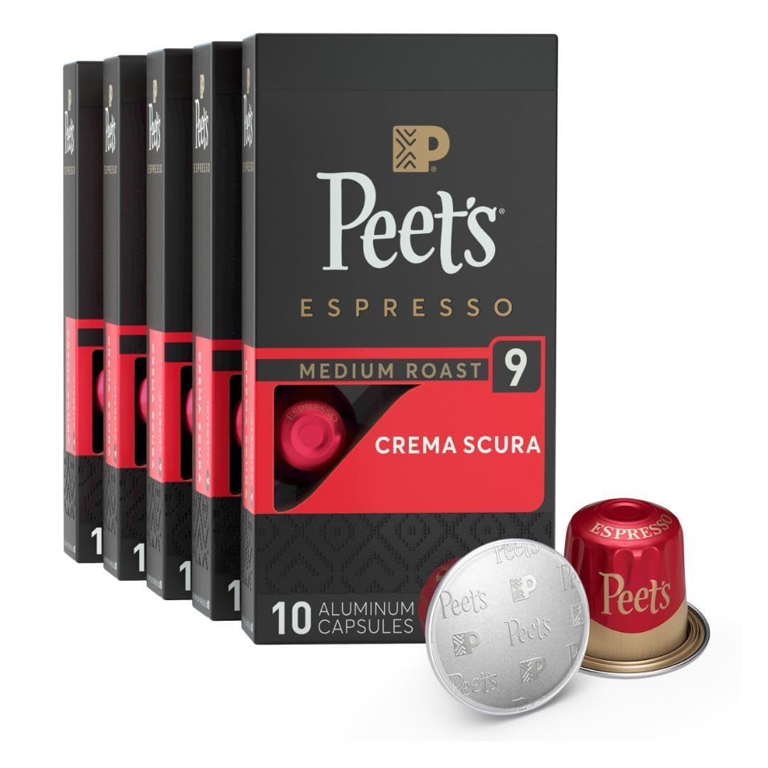 Peet's Crema Scura capsules pack, premium convenience for daily espresso.