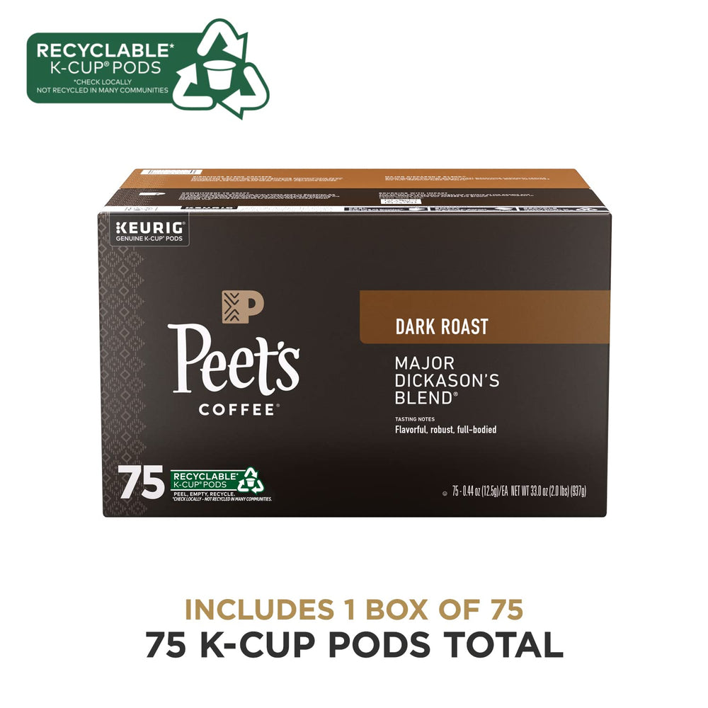 Dark roast aroma steams from a cup of Peet's coffee.