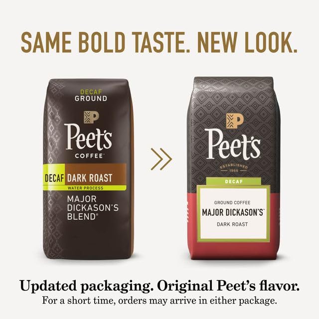 Dispensing setup for Peet's Decaf Major Dickason's coffee