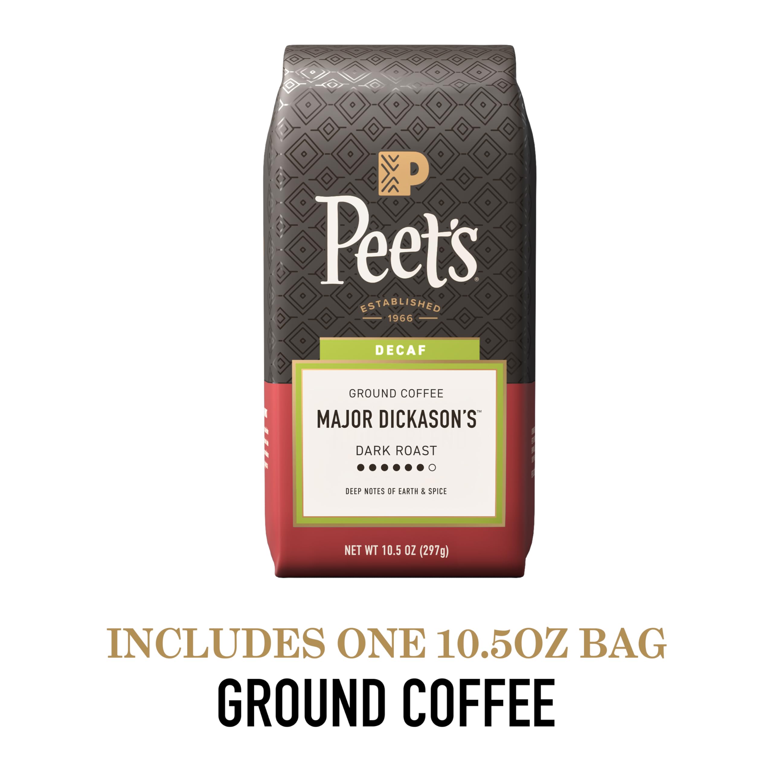 Peet's Decaf Major Dickason's label on the bag