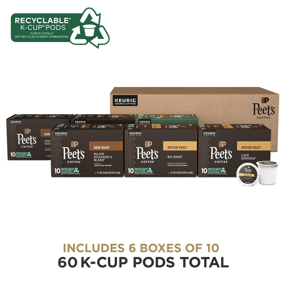 Peet's Keurig Big Bang box—bright, medium roast for everyday energy.