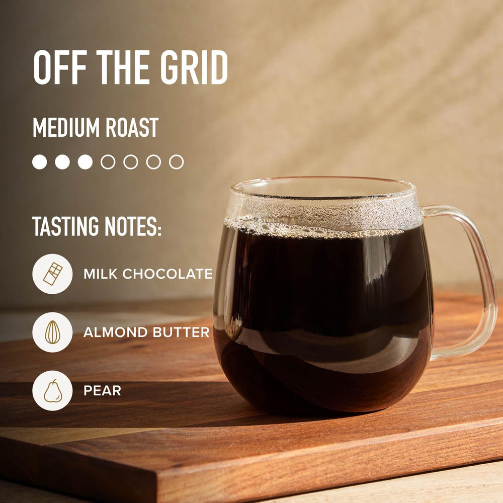 Whole bean and grinder ready for Peet's Off the Grid.